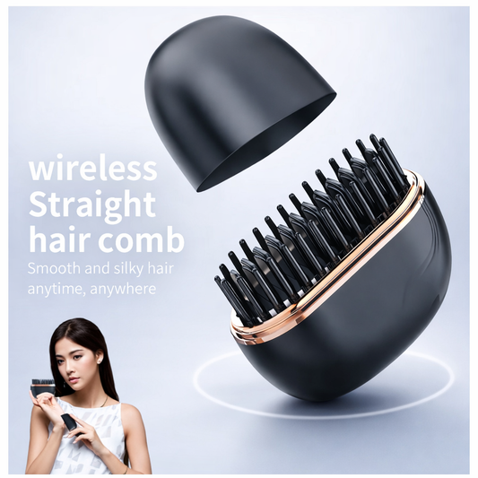Portable Mini Cordless Hair Straightener Brush for Smooth, Shiny Hair