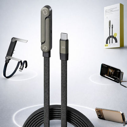 Kick Cable 2-in-1 Fast Charging USB-C Cable with Built-In Phone Stand (240W )