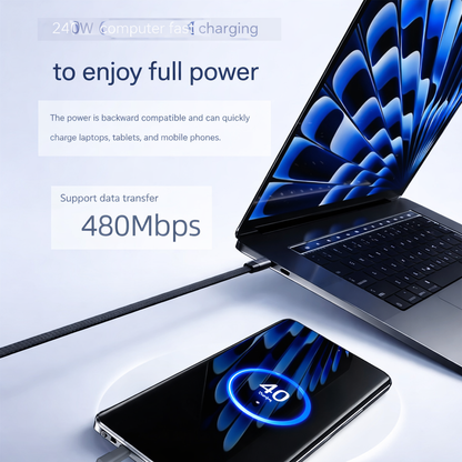 Kick Cable 2-in-1 Fast Charging USB-C Cable with Built-In Phone Stand (240W )