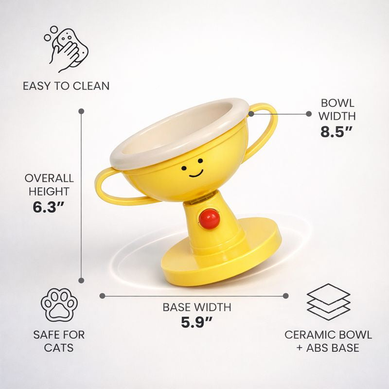 Adjustable Elevated Cat Bowl & Small Dog Feeder – 5-Level Height, 15° Tilted Neck Protection, Non-Slip Food & Water Stand for All Life Stages