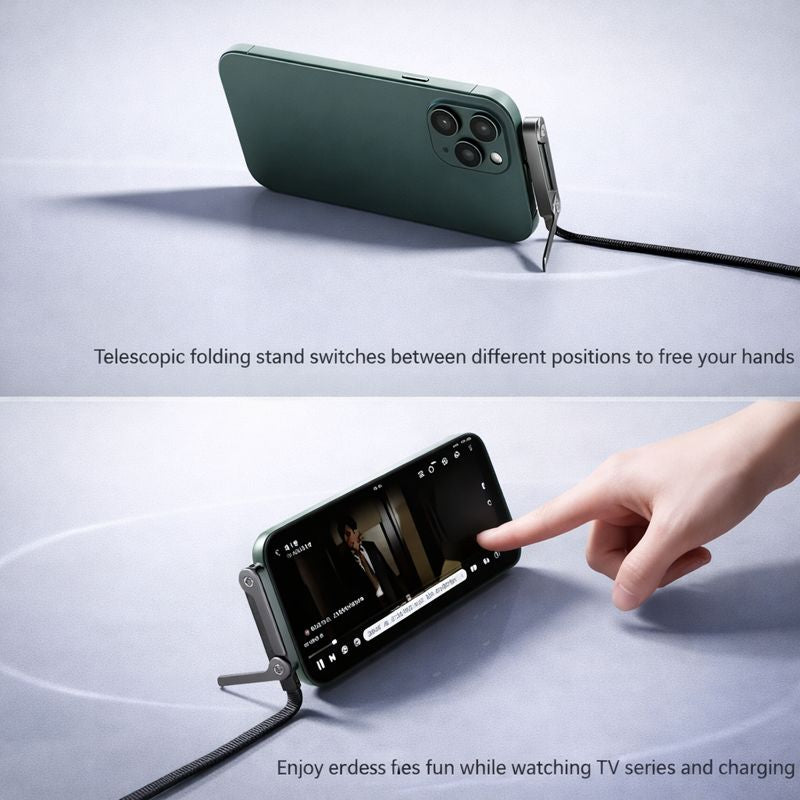 Kick Cable 2-in-1 Fast Charging USB-C Cable with Built-In Phone Stand (240W )