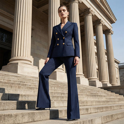 Classic Pinstripe Tailored Suit Set